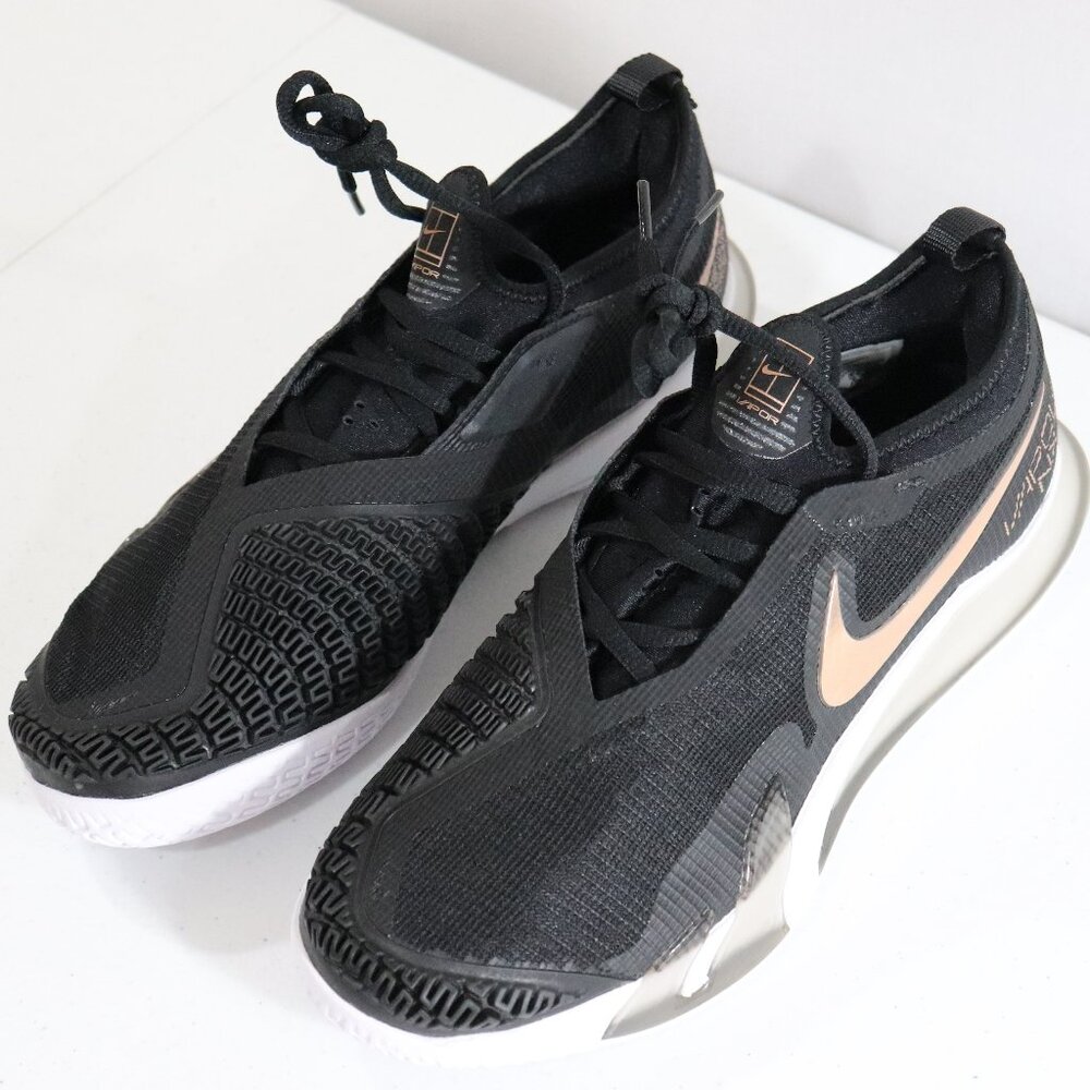 Nike React Vapor NXT HC Tennis Shoes - Size Womens 9 - Black /Gold